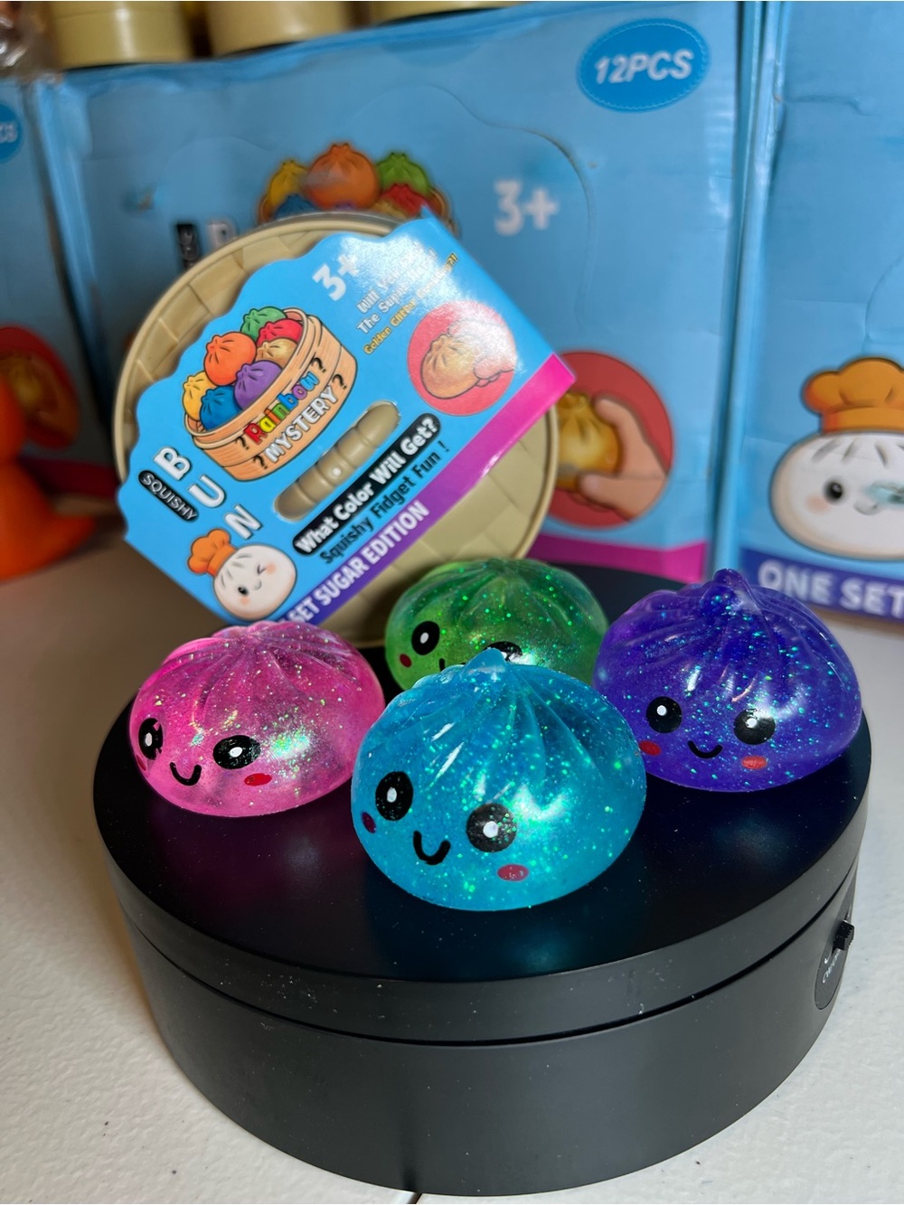 Mystery Glitter Squishy Dumpling Toy - Blue, Pink, Green, Purple